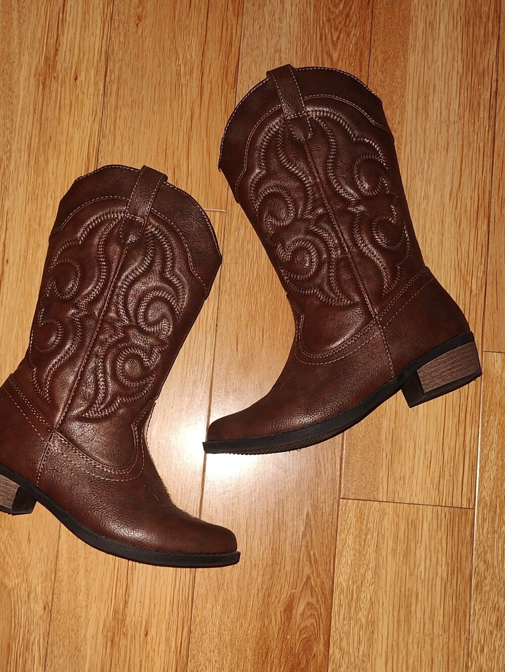 Cat & Jack Brown Embossed Kids Western Boots